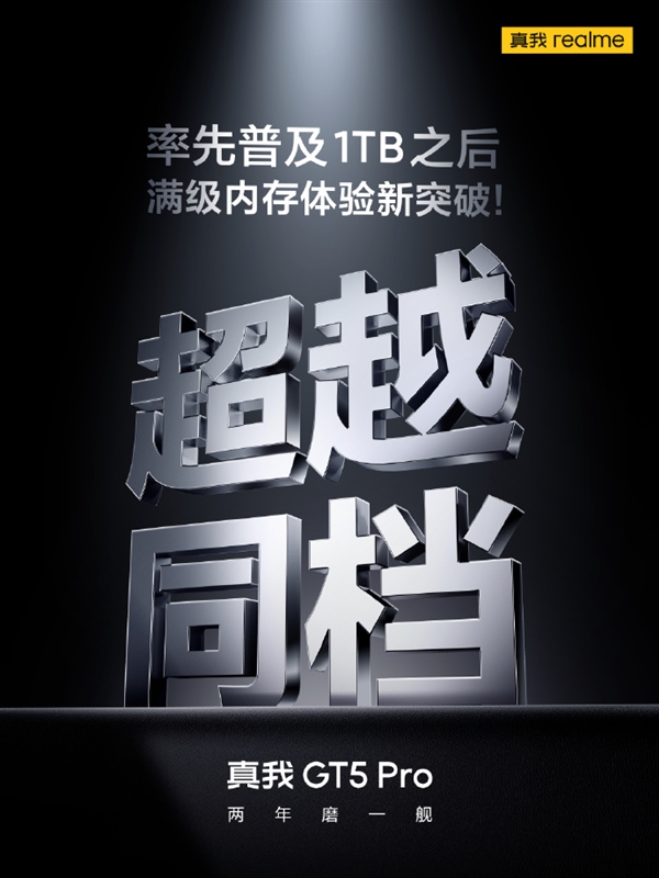 速度飛起！真我GT5 Pro容量升級：率先普及1TB